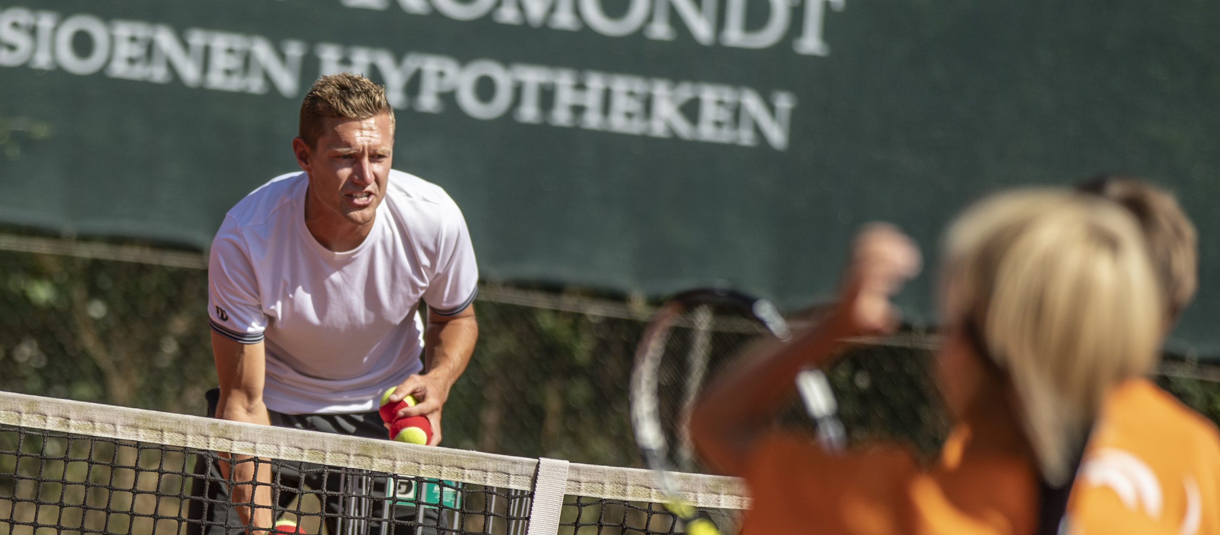 Tennis kinderen les van leraar