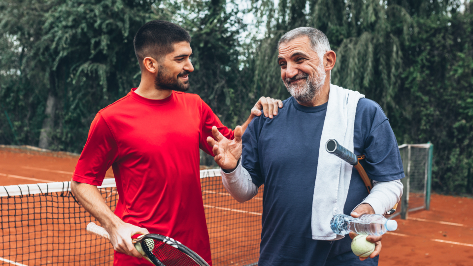 Vader en zoon op de baan